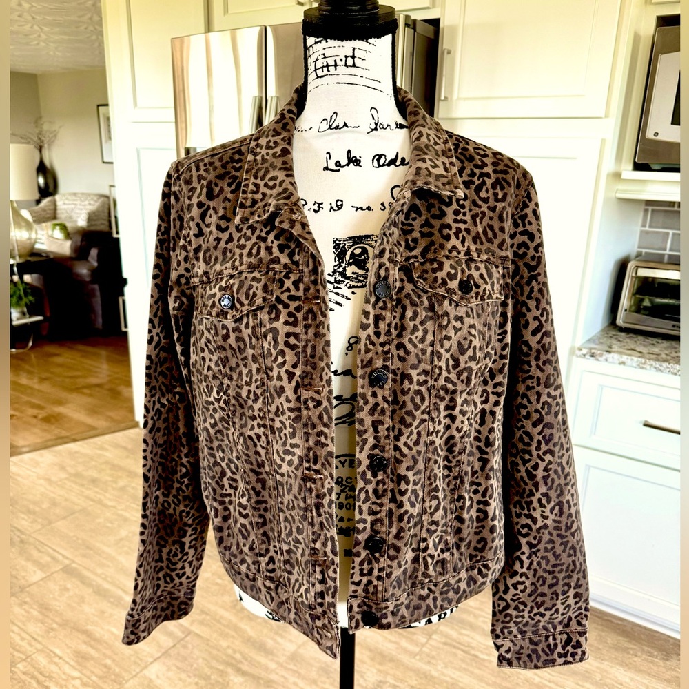 William Rast Leopard Denim Jacket Junior Size XL. Like New!
